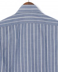 giannettoネイビーストライプ コットン カッタウェイ シャツ【VINCI FIT/ヴィンチフィット】mb_08l