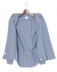 giannettoネイビーストライプ コットン カッタウェイ シャツ【VINCI FIT/ヴィンチフィット】mb_09l