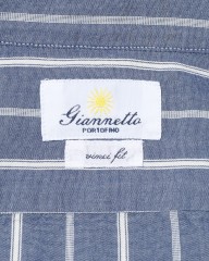 giannettoネイビーストライプ コットン カッタウェイ シャツ【VINCI FIT/ヴィンチフィット】mb_10l