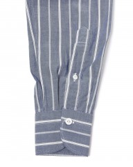 giannettoネイビーストライプ コットン カッタウェイ シャツ【VINCI FIT/ヴィンチフィット】mb_13l