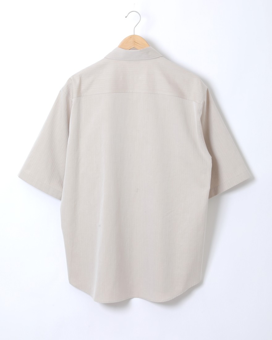 ウォッシュドフィンクスヘリンボーンハーフスリーブシャツ【WASHED