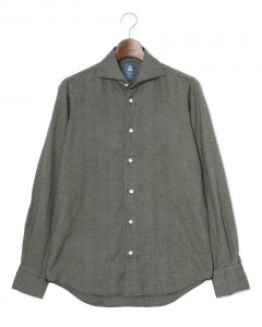 コットンリヨセル ヘリンボーン カッタウェイカラーシャツ【SIMONE/BALI】