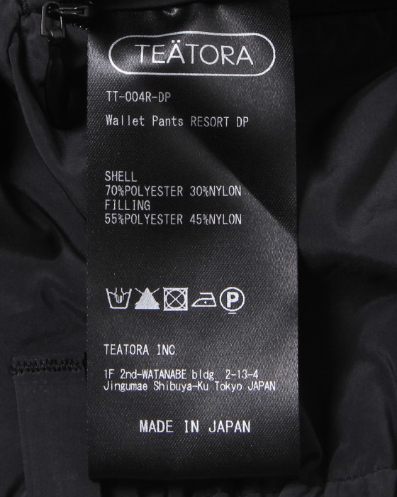 TEATORAインサレーション ワイドテーパードパンツ【Wallet Pants RESORT DP】15l